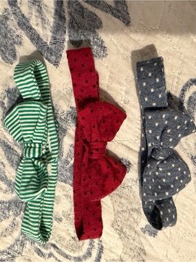 Kids Stretch Bow Ties - Green, Red & Blue Set
